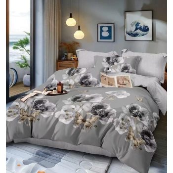 Pościel Flanelowa 200x220 szara motyl FL640